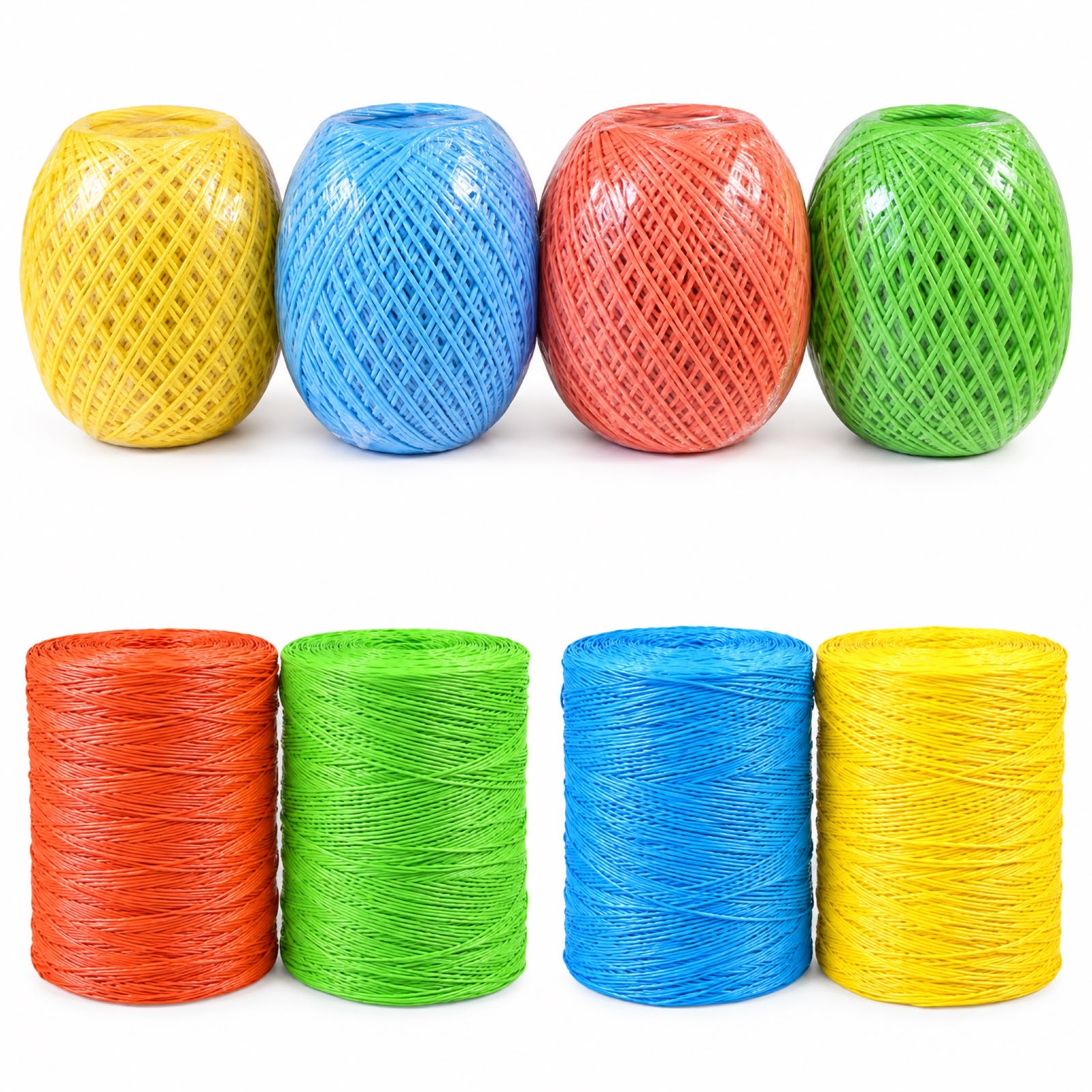 Bolas y bobinas de rafia de colores